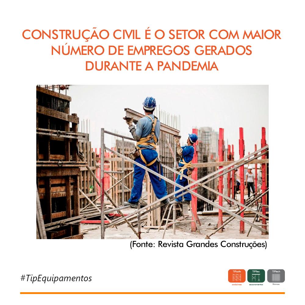 Construção civil é o setor com maior número de empregos gerados durante a pandemia 